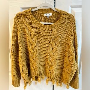 Oversized Mustard Yellow She & Sky Sweater. Size Small